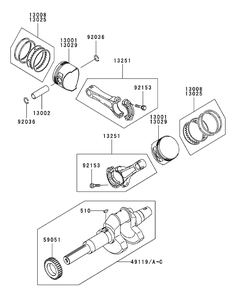 Fd791d-Cs05 Piston And Crankcase Diagram and Parts List for M60-KW LC-53AJ8CT6050-29HP-LC-DFI Cub Cadet Lawn Tractor